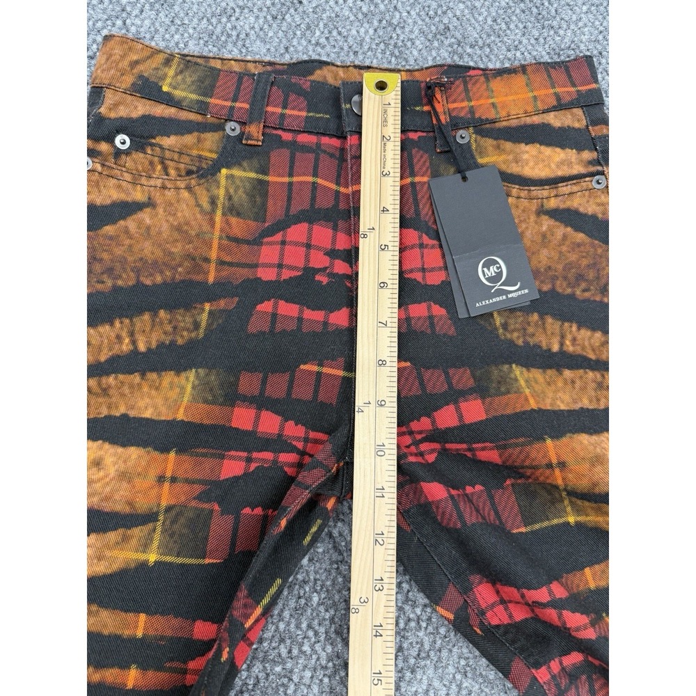 Alexander McQueen Size 26 Skinny Jeans Pants High Rise Tiger Check Tartan MCQ - Picture 14 of 16